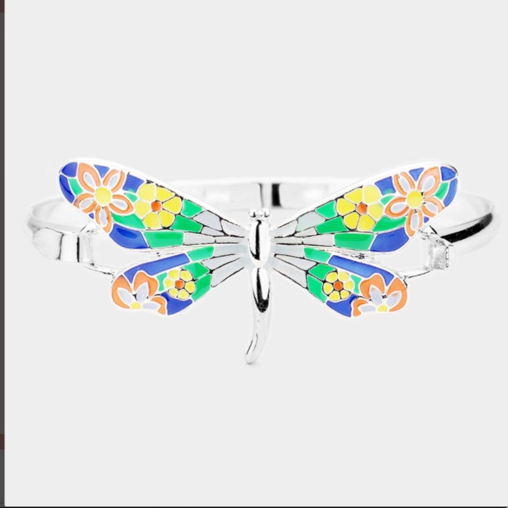 3/$30 🆕 Enamel Metal Dragonfly Hinged Bracelet